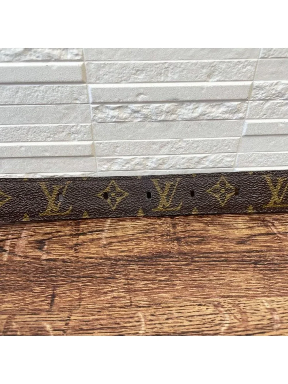 Louis Vuitton Monogram Leather Ceinture Belt Silver Brown
